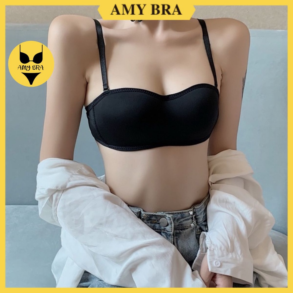 Áo Ngực Nữ Cúp Ngang, Áo Lót Nữ Không Gọng Nâng Ngực Mút Mỏng Su Mịn Amybra A4280