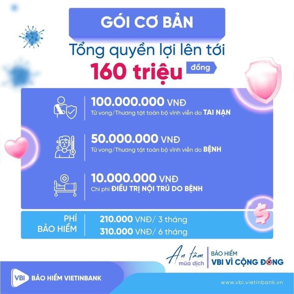 TOÀN QUỐC [E-voucher] - Bảo Hiểm Vietinbank VBI - sản phẩm VBI Vì Cộng Đồng - gói CƠ BẢN - 6 tháng