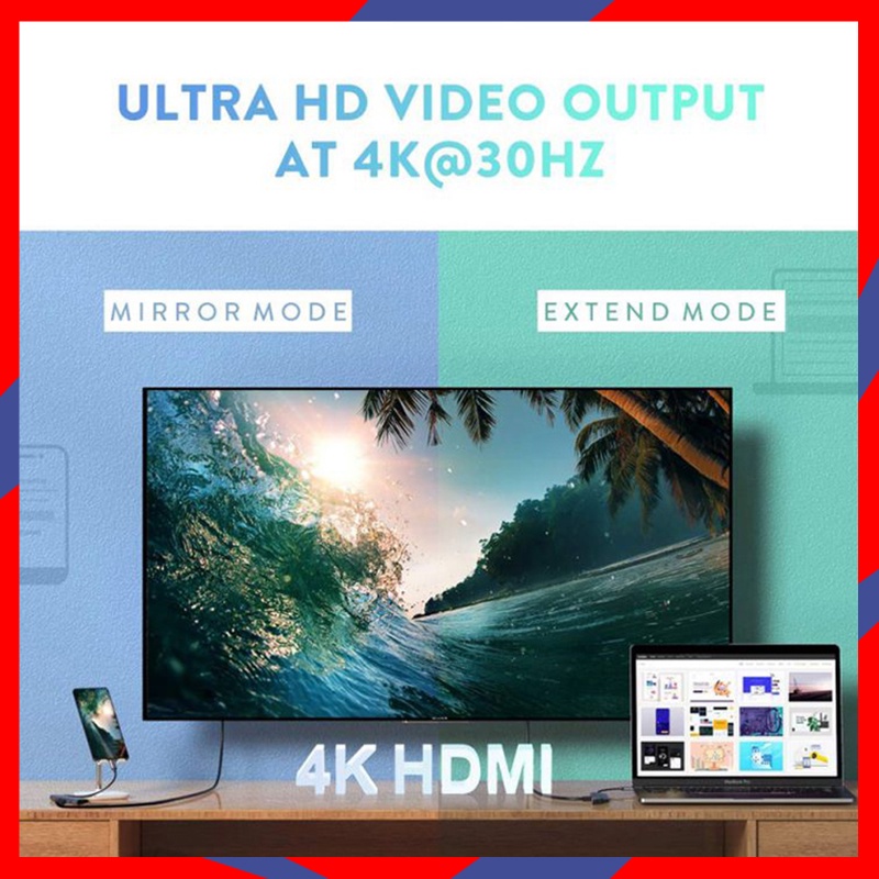  Cáp Ugreen Usb-C 6 in 1 Sang HDMI 4K,2 USB 3.0 Ports,SD/TF Card Reader,100W PD 70411 | BigBuy360 - bigbuy360.vn