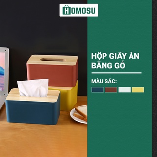 [TẶNG QUẠT] Hộp Đựng Giấy Ăn Mặt Gỗ Tre Cao Cấp Nhiều Màu F03_B05