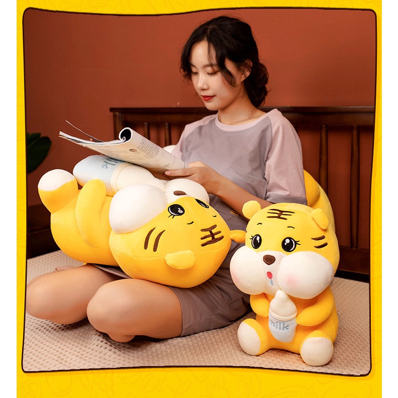 Gấu bông hình con hổ ôm bình sữa - Thú nhồi bông cao cấp