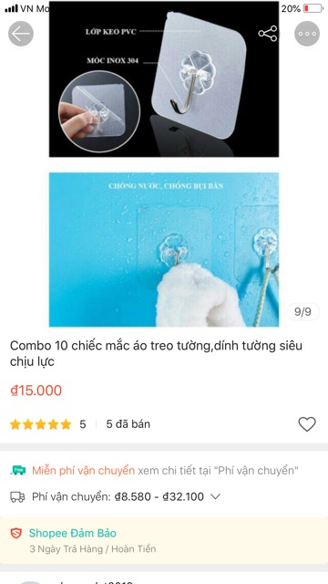 Sỉ=lẻ 1chiếc mắc dán treo tường, dính tường Siêu chịu lực