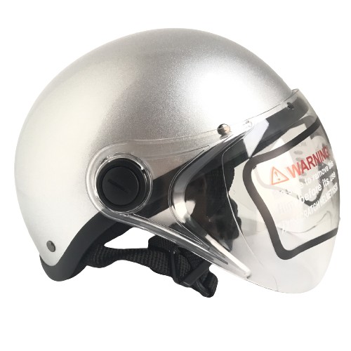 Mũ bảo hiểm nửa đầu có kính - siêu xịn - Amby Helmet - Bạc bóng