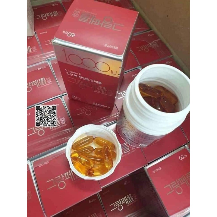 VITAMIN E ĐỎ HÀN QUỐC 1000IU HỘP 60 VIÊN ĐẸP DA CHỐNG LÃO HÓA KÉO DÀI TUỔI THANH XUÂN HÀNG NHẬP KHẨU CHÍNH HÃNG