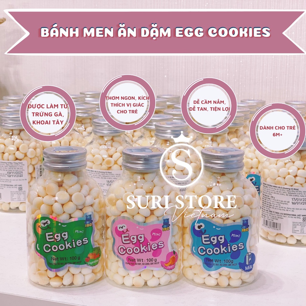 Bánh Men Ăn Dặm Cho Bé 6 Tháng Tuổi Egg Cookies IBO 100g