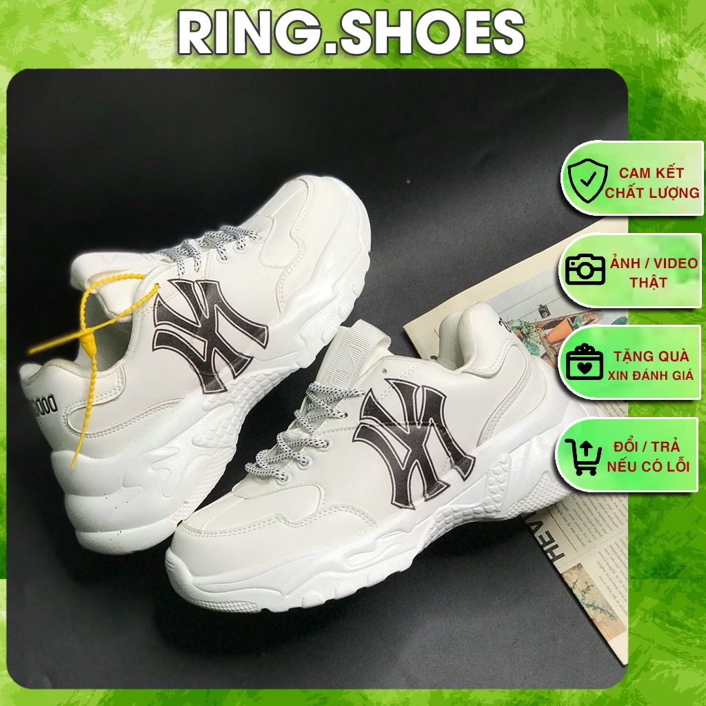 Giày Thể Thao MLB NY Đen Cao Cấp Nam Tăng Chiều Cao 6cm, Nữ - Giày Thể Thao Màu Trắng Full Box 2022