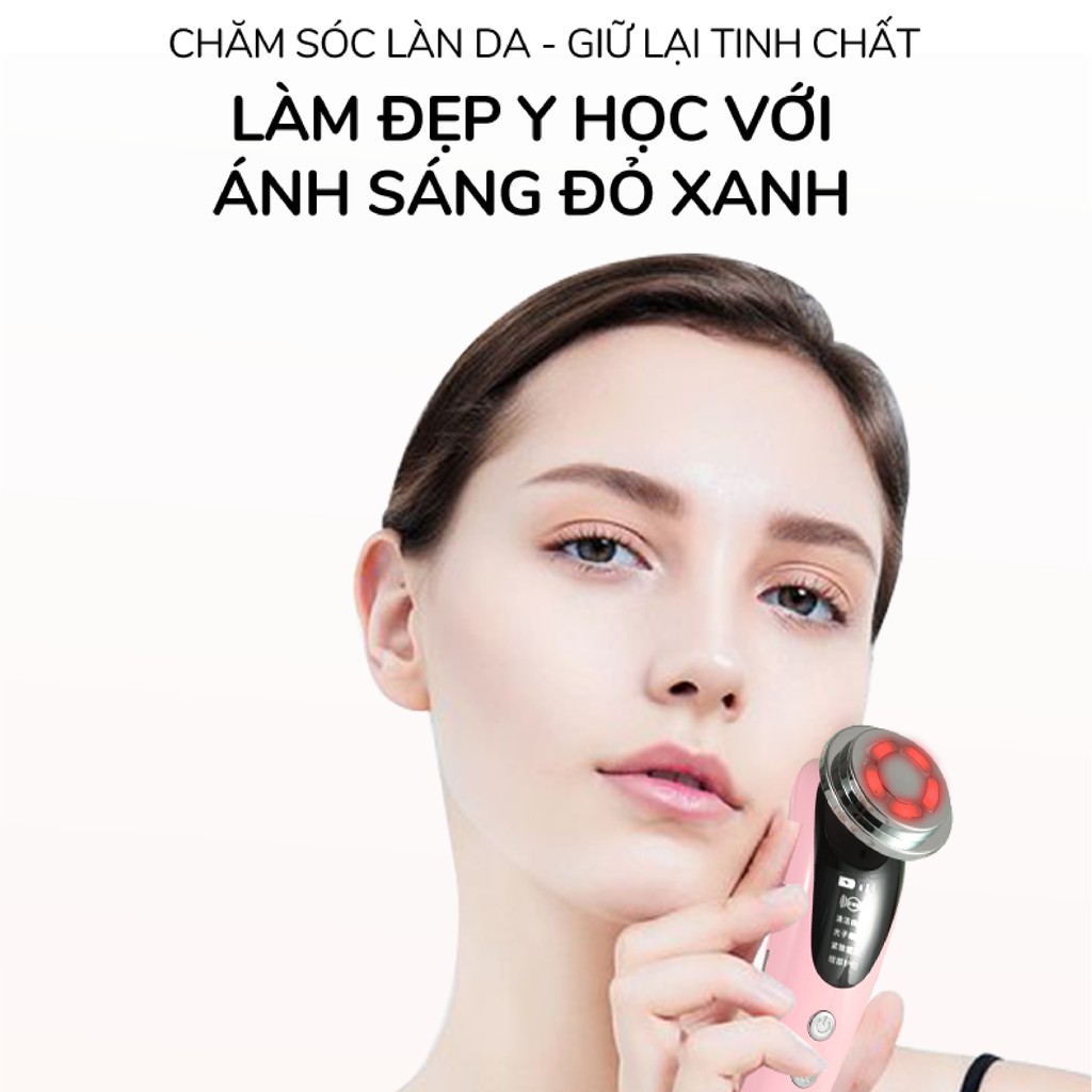 Máy đẩy tinh chất trẻ hóa làng da ánh sáng sinh học Ion Blue and Red Light Beauty Device AINI COLLECTION