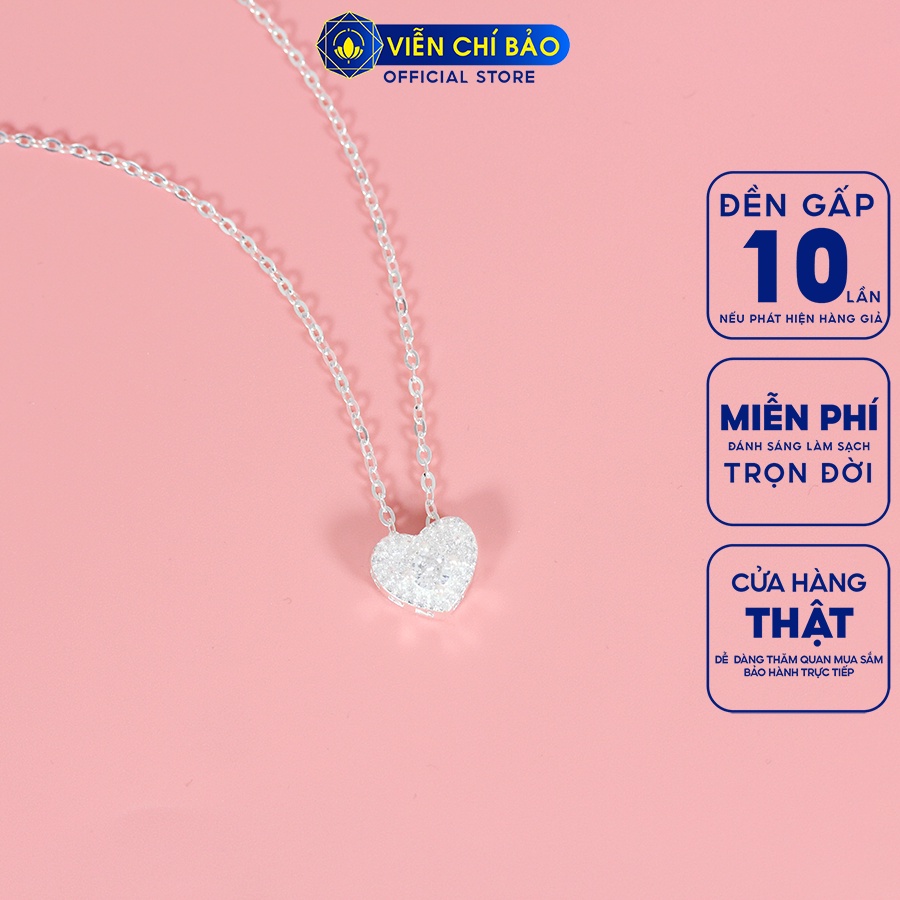 Dây chuyền bạc nữ trái tim đá full chất liệu bạc 925 thời trang phụ kiện trang sức Viễn Chí Bảo D400807