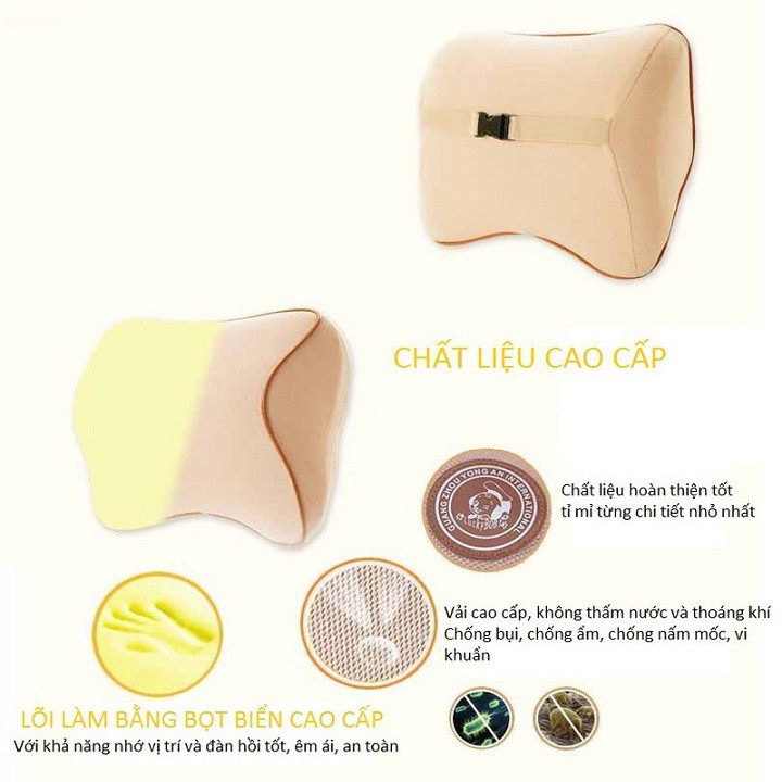 Gối Tựa Đầu Ô Tô Cao Su Non Cao Cấp - Lucky Bobi