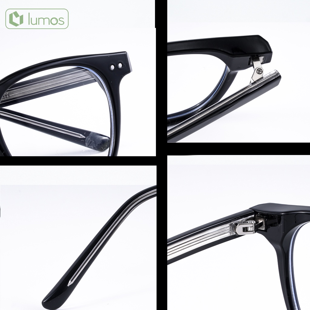 Gọng kính cận Lutto nam nữ vuông đẹp thời trang Hàn Quốc cao cấp chống tia UV Lumos 9078