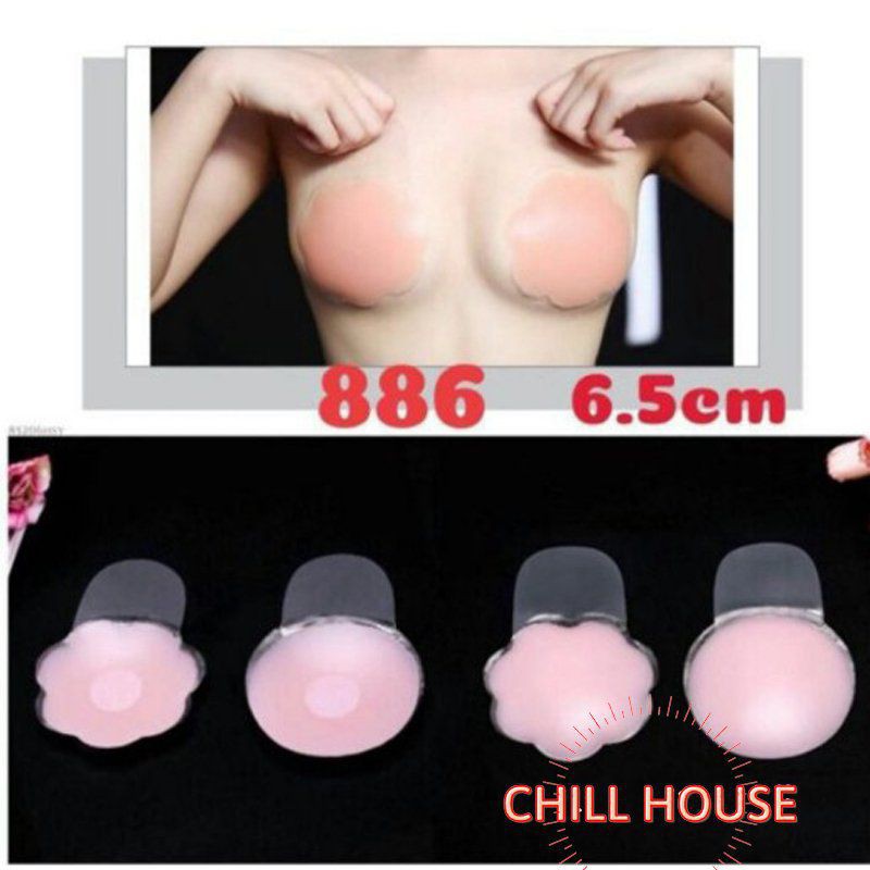 Một đôi dán nhũ hoa silicon siêu mềm nâng ngực loại đẹp *dán ti kéo*6,5cm mã 886 - CHILLHOUSE