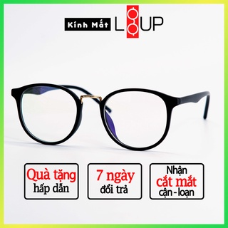 Cắt kính mắt cận-loạn [Gọng kính Hàn Quốc] Gọng kính mắt tròn nam nữ nhựa dẻo cận Liup 209