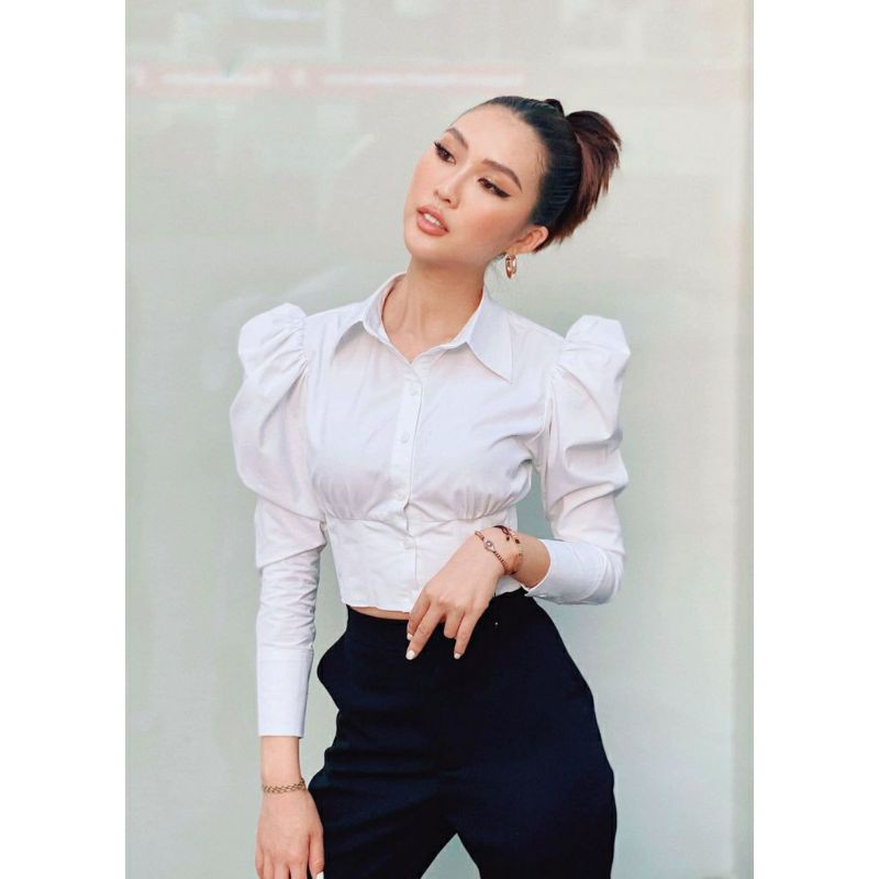 Áo sơ-mi tay phồng dài tay