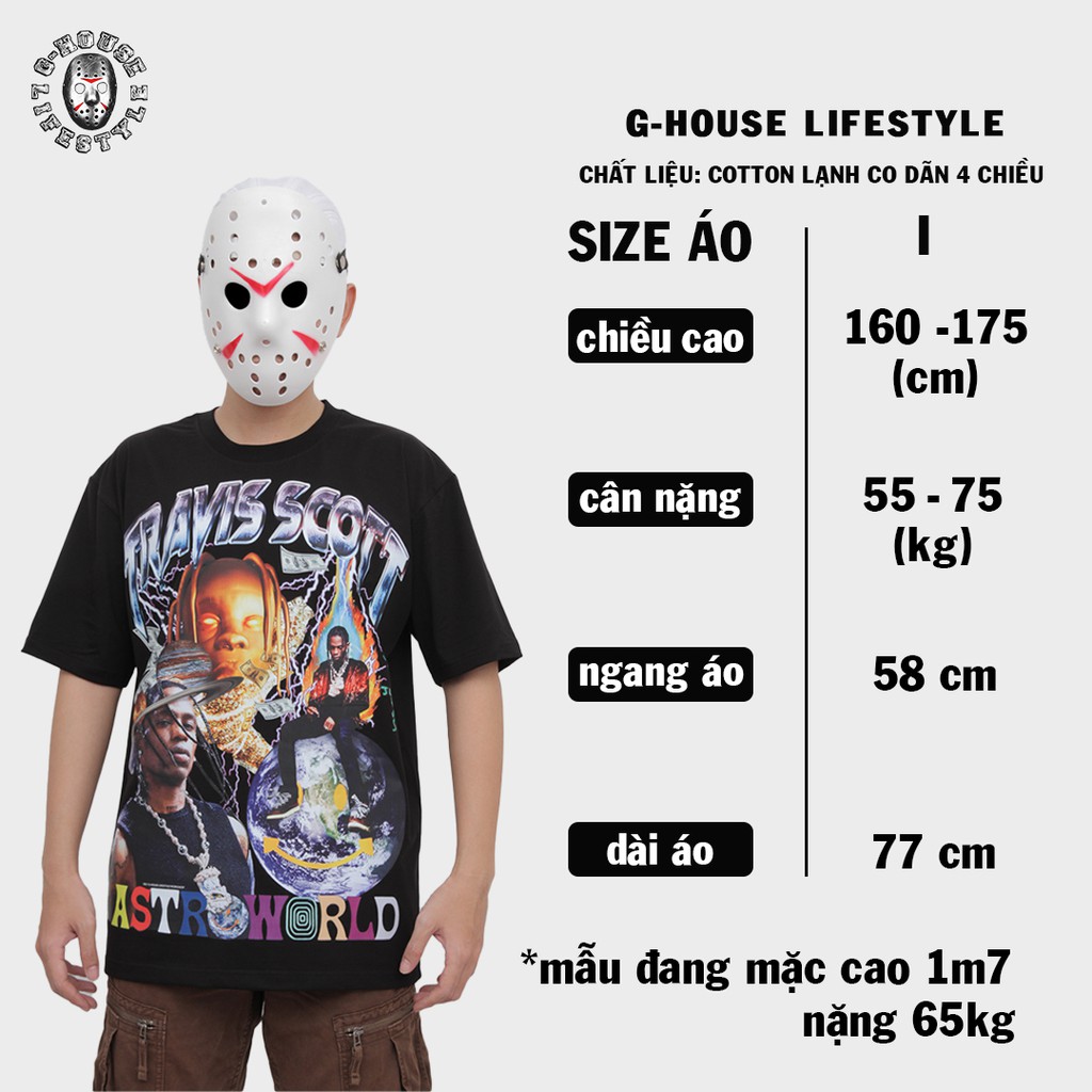 Áo Thun Rapper Travis Scott Oversize Phong Cách Hiphop Unisex G-House Lifestyle | BigBuy360 - bigbuy360.vn