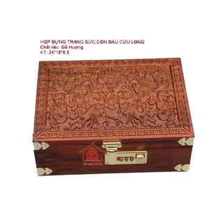Hộp đựng trang sức con dấu cửu long gỗ hương loại to