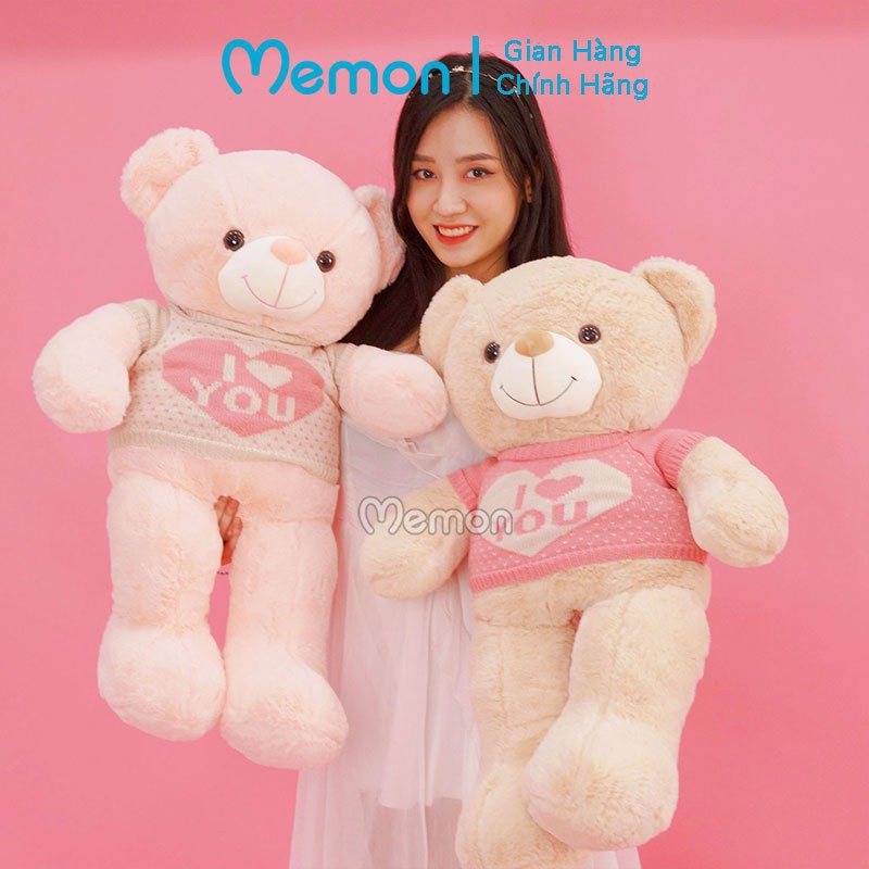 Gấu Bông Teddy Áo Love Lông Trơn Cao Cấp Memon