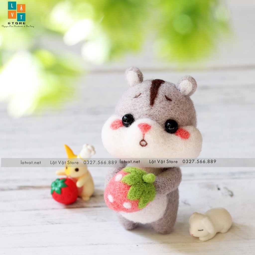 [Có hướng dẫn]  Bộ len chọc Tiểu Đoàn Chuột Hamster dành cho người bắt đầu có hướng dẫn - Needle Felting Hamster