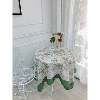 KHĂN TRẢI BÀN TRÒN LANDECOR LÁ HOA ĐỎ MIX-TB291 PHÙ HỢP CHO TRANG TRÍ BÀN TIỆC BÀN BẾP