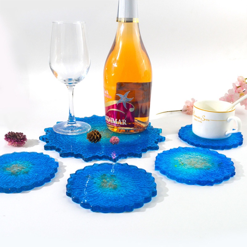 Khuôn Silicon Làm Tấm Lót Ly Nước Chấm Hình Hoa Mandala Sáng Tạo Diy