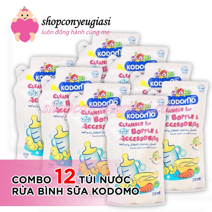 COMBO 12 Bịch Nước Rửa Bình Sữa Kodomo - 700ml - Sĩ &amp; Lẽ