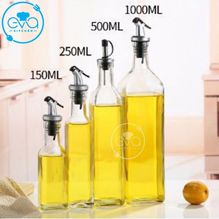 Combo 2 Chai Thuỷ Tinh Vuông Rót Gia Vị Rót Dầu OiL Can 500 ml Và 1000 Ml