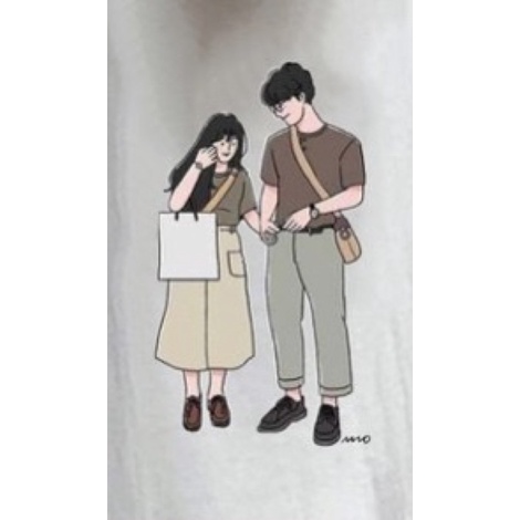 Áo thun tay lỡ dáng rộng tình nhân