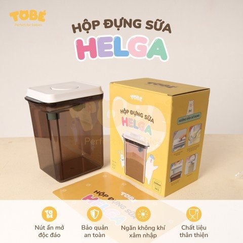 Hộp đựng sữa bột TOBÉ HELGA dung tích lớn 2,3L tiện lợi dễ sử dụng chỉ bằng 1 tay