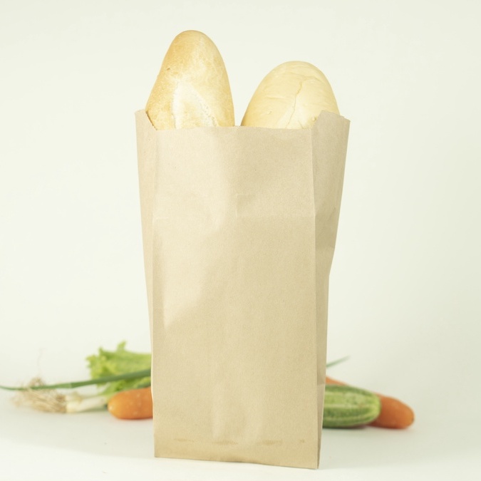 Combo 100 túi bánh mì B2 loại giấy kraft trơn kích thước 9.5x25x4.5 đựng các loại bánh ngọt, thực phẩm,chuẩn về an toàn