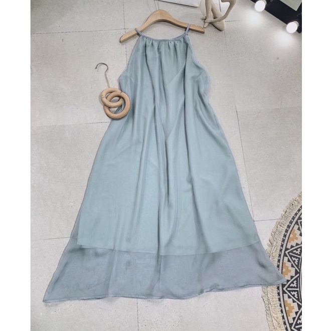 [Ảnh thật/Video]Váy maxi hai dây siêu sang Đầm voan màu xanh đi biển chất voan tơ mềm mịn | BigBuy360 - bigbuy360.vn