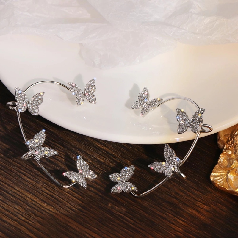 1 bông tai hình cánh bướm đính đá zircon phong cách Bohemia đơn giản cho nữ