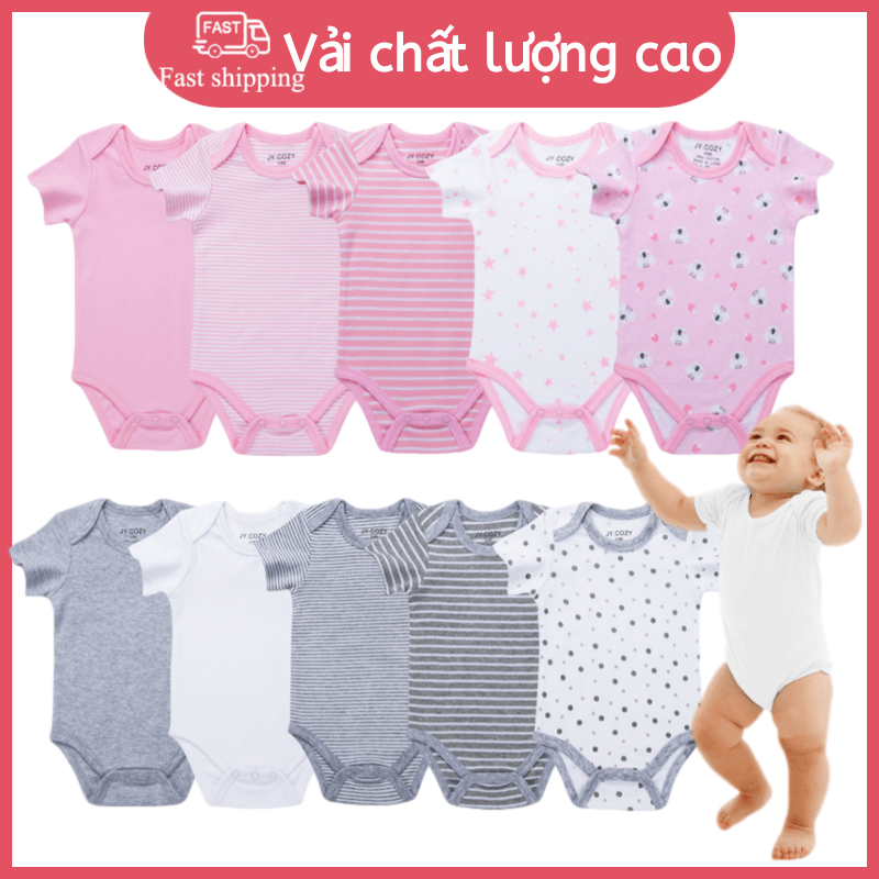 Bộ Áo Liền Quần Tay Ngắn Dễ Thương Cho Trẻ Sơ Sinh