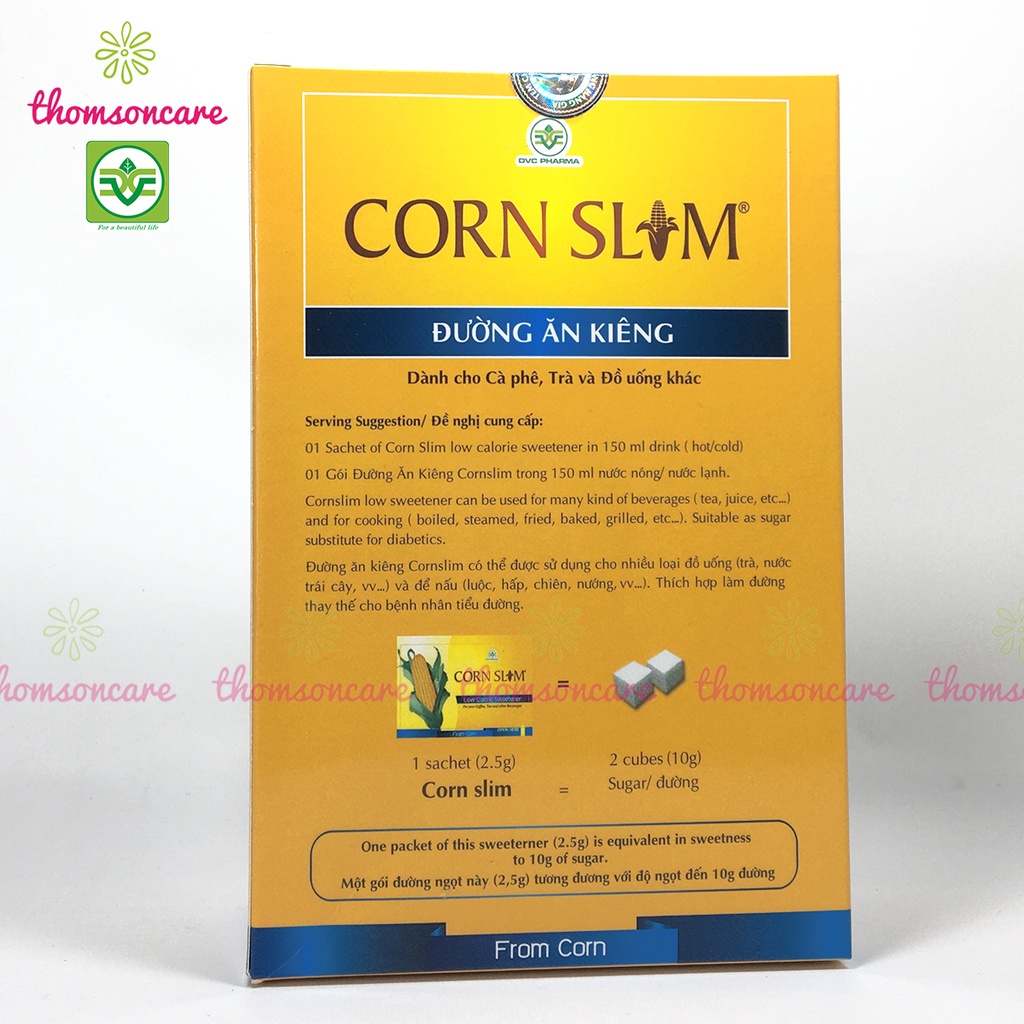 Đường ăn kiêng Cornslim làm từ đường bắp Corn Slim, từ ngô, thấp calo cho người tiểu đường, giảm cân