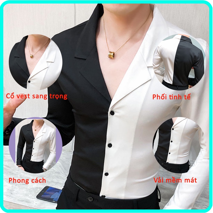 Áo sơ mi, Áo Sơ Mi nam đẳng cấp, phổi 2 màu sang trọng, cổ trễ lịch lãm, trẻ trung thu hút người nhìn MÃ-H21