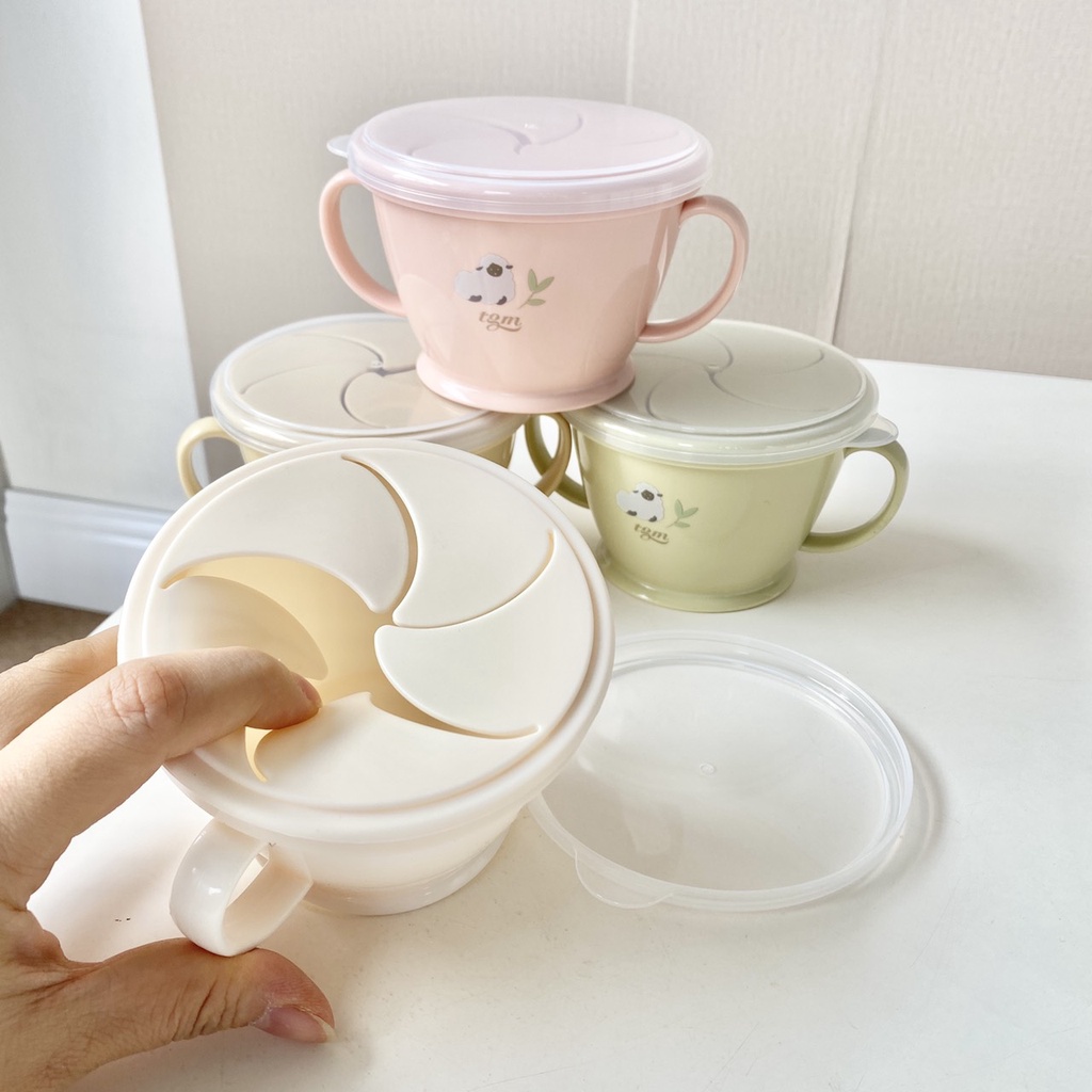 Cốc đựng nước, đồ ăn cho bé có tay cầm NON - SPILL SNACK CUP chính hãng TGM có nắp đậy chống đổ | Cốc uống nước cho bé