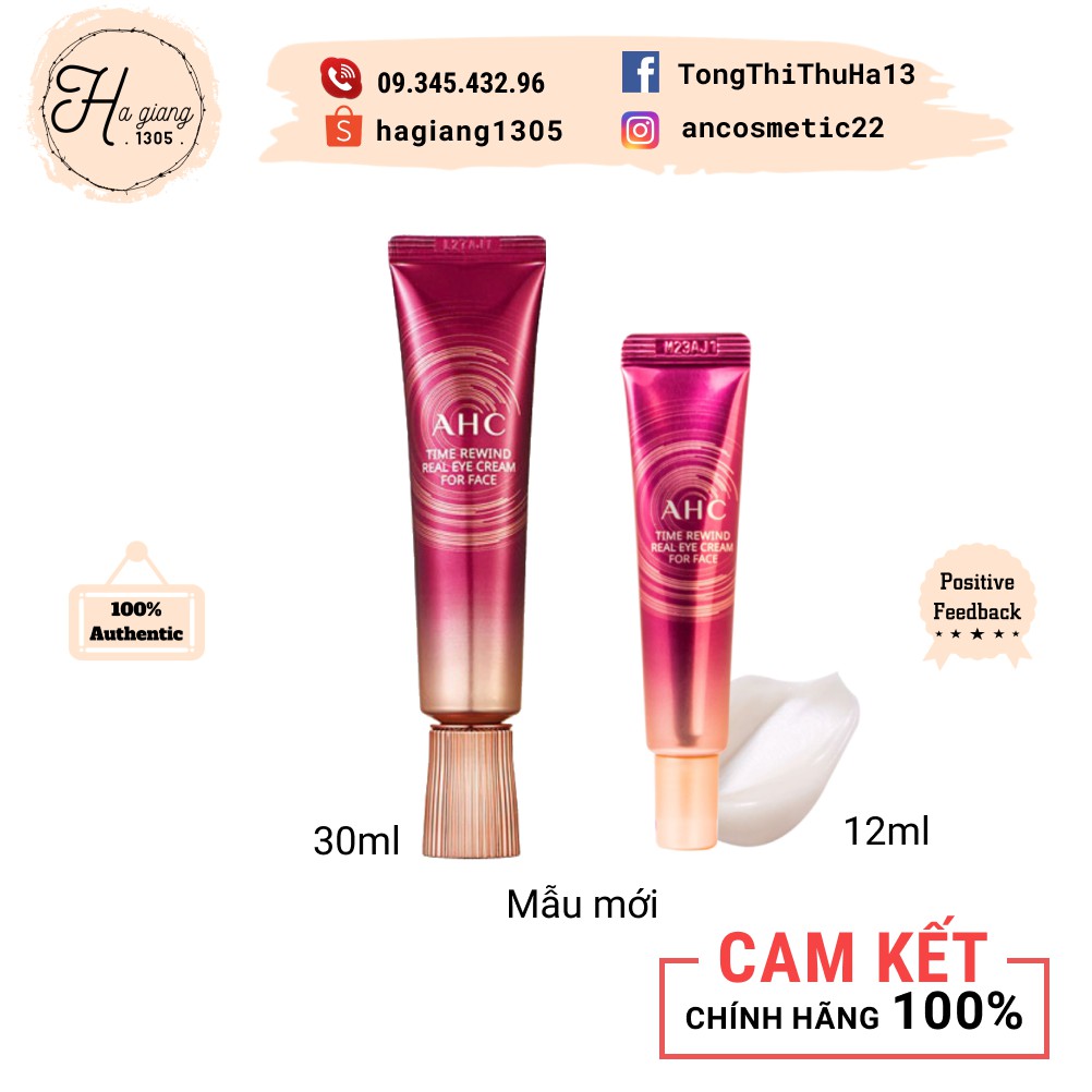 [Mẫu mới 2020] Kem dưỡng mắt AHC Time Rewind Real Eye Cream For Face season 8