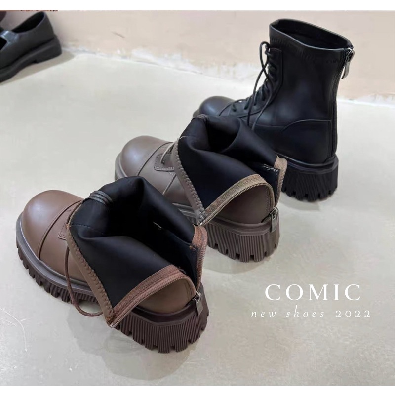 Boot da thắt dây cổ thấp Comic 202-123