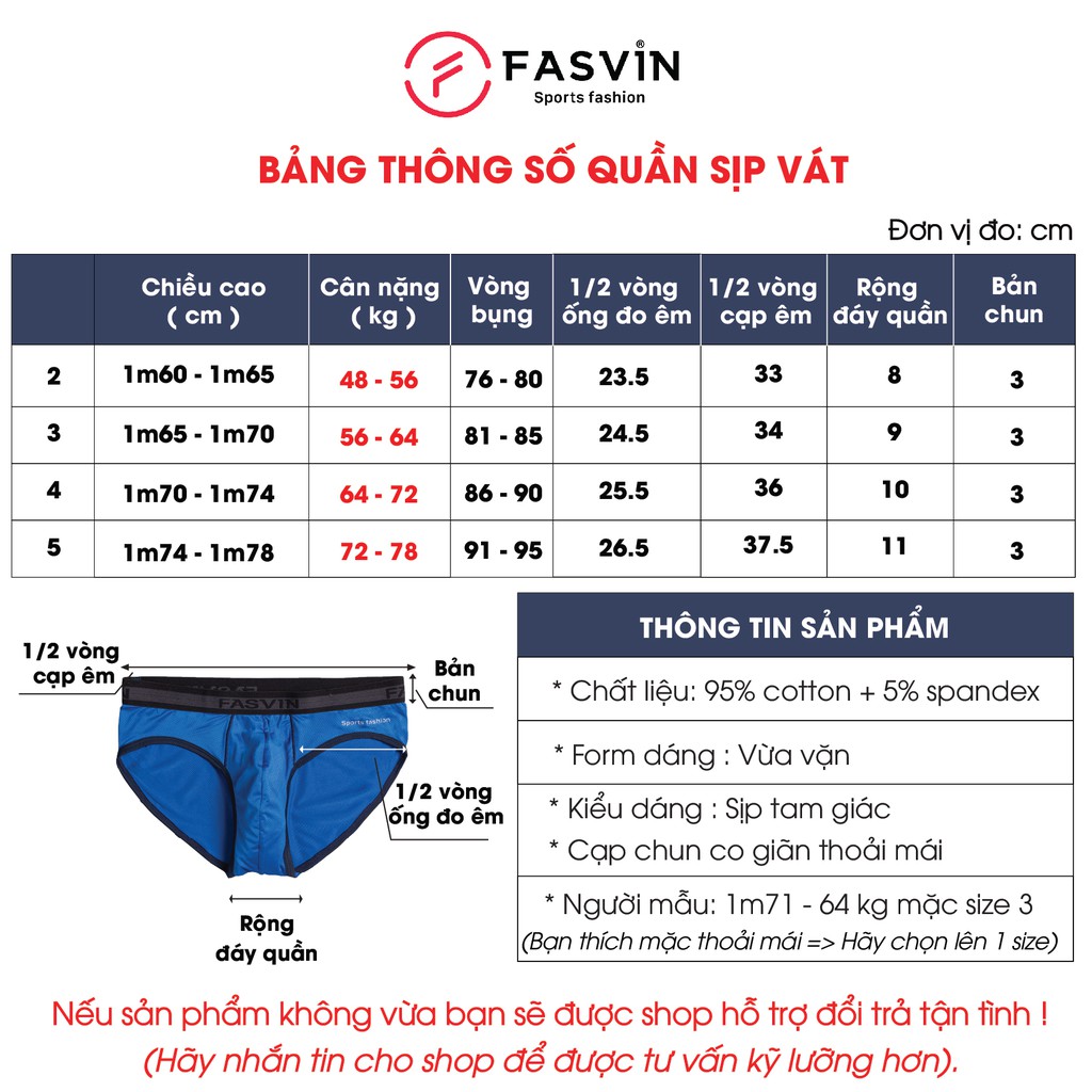 Quần lót nam Fasvin MSV2007.SG vải cotton chun dày dặn mềm mại co giãn dễ chịu phom đẹp