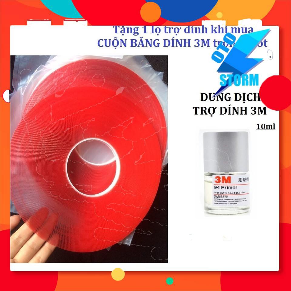 Băng Keo 2 mặt 3M + Kèm keo trợ dính 3M ( cuộn 30 mét + lọ keo thủy tinh)