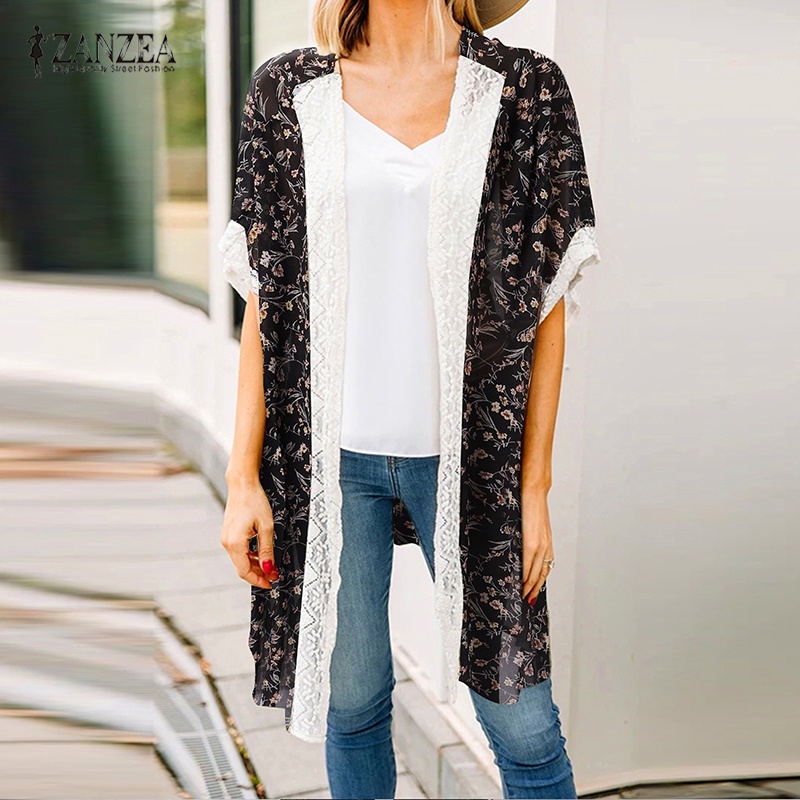 Zanzea Áo Khoác Cardigan Ren Hoa Tay Lửng Dành Cho Nữ