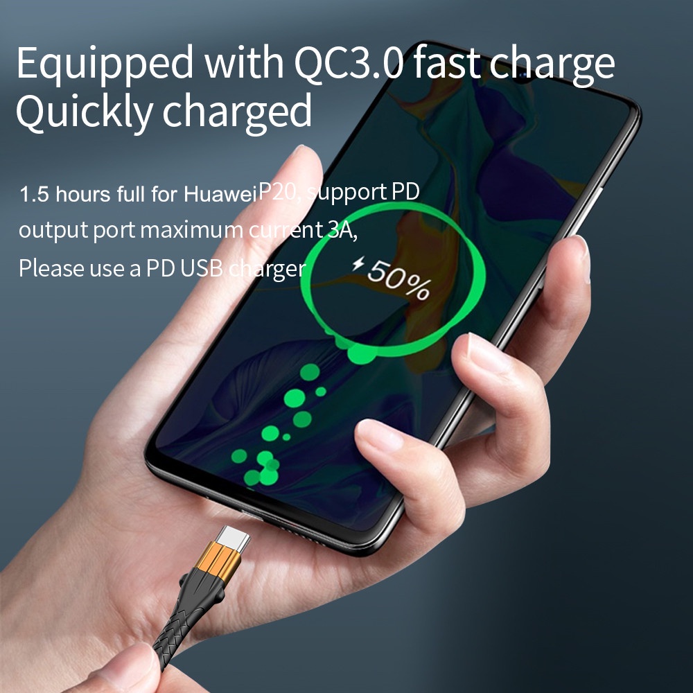 Cáp Sạc 60W PD QC4.0 USB Type C Dài 0.5m / 1m / 2m Tùy Chọn Cho Xiaomi / Samsung