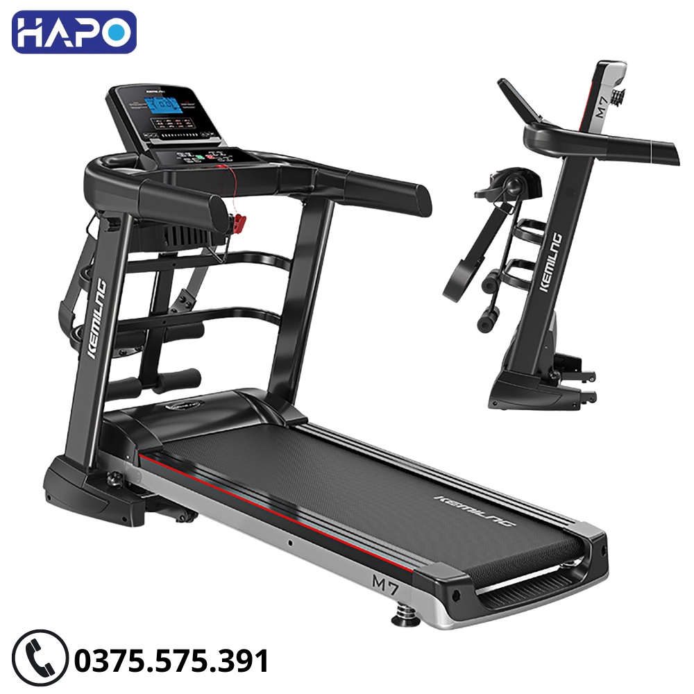 Máy Chạy Bộ Tại Nhà Hapo A7S, Máy Chạy Bộ Gấp Gọn Tại Nhà Có Đo Nhịp Tim Tại Nhà Kèm Dây Đai Massage Bụng