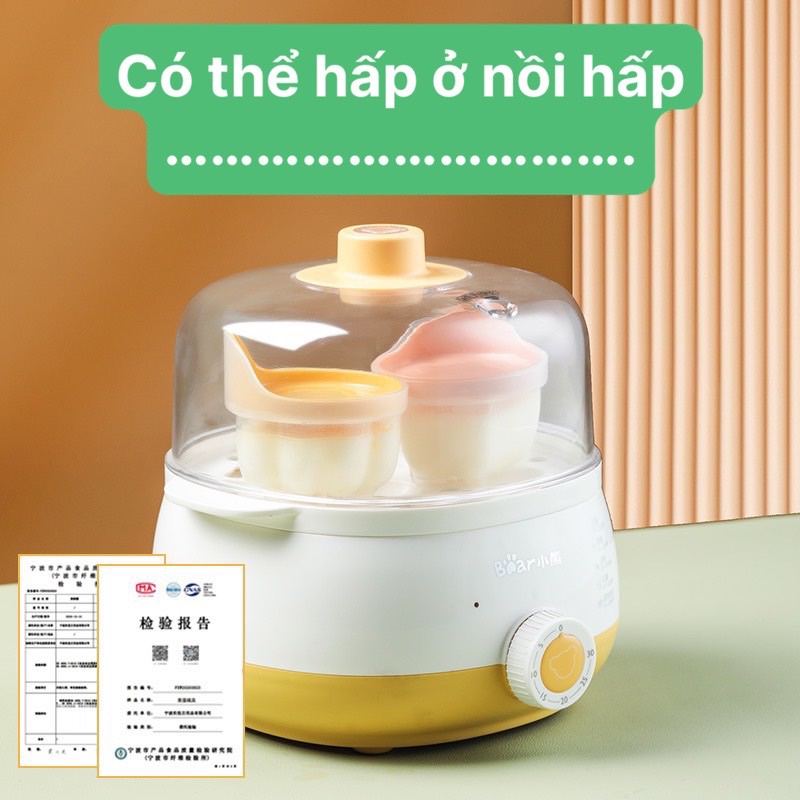 (Mẫu mới) Khuôn Hấp Trứng Làm Bánh cho bé, làm Caramen Thạch Flan kèm chổi quét silicon và tách lòng trứng