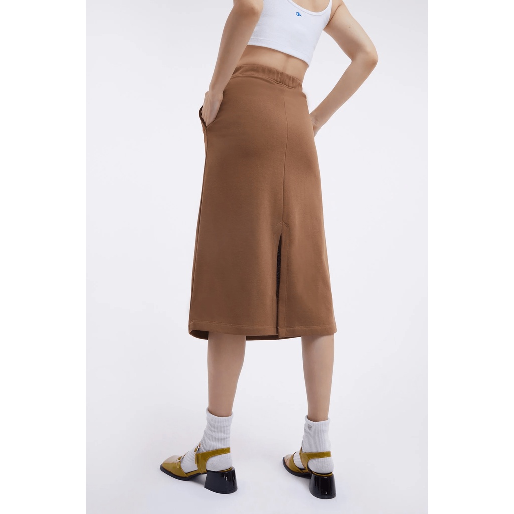 TheBlueTshirt - Chân Váy Nữ Dáng Suông Màu Nâu Hoạ Tiết - PuppyLove Midi Skirt - Brown