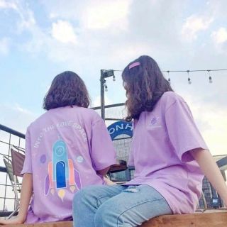 Áo thun tay lở tee into the love space tím