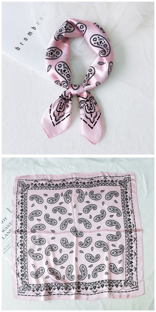 Khăn turban lụa vuông cao cấp choàng cổ size 70x70cm thanh lịch đa năng dùng làm áo yếm in hoa văn lạ