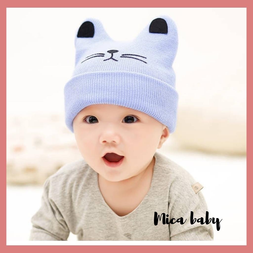 Mũ len hình mặt mèo dễ thương cho bé từ 3 tháng - 3 năm ML150 Mica Baby