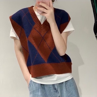 Áo gile len nữ quả trám oversize LICA_ A02