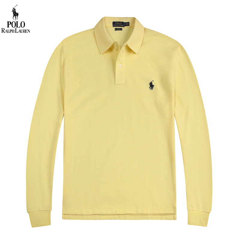 Áo polo Dài Tay Màu Trơn Thêu Họa Tiết Ralph Lauren Trẻ Trung Cho Nam