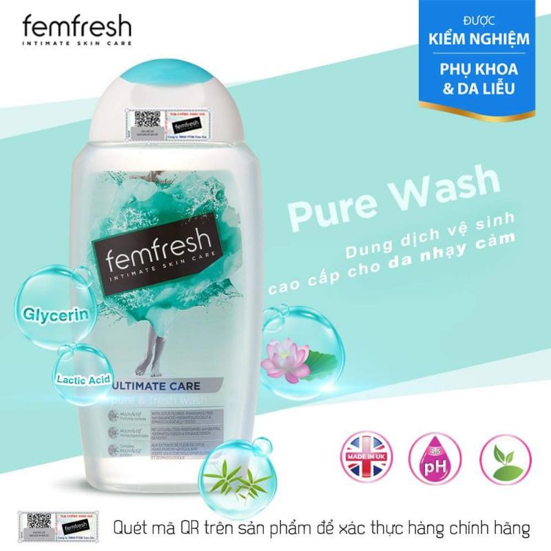 [Mã TRANG48 GIẢM 48K] Dung dịch vệ sinh phụ nữ Femfresh UK 250ml