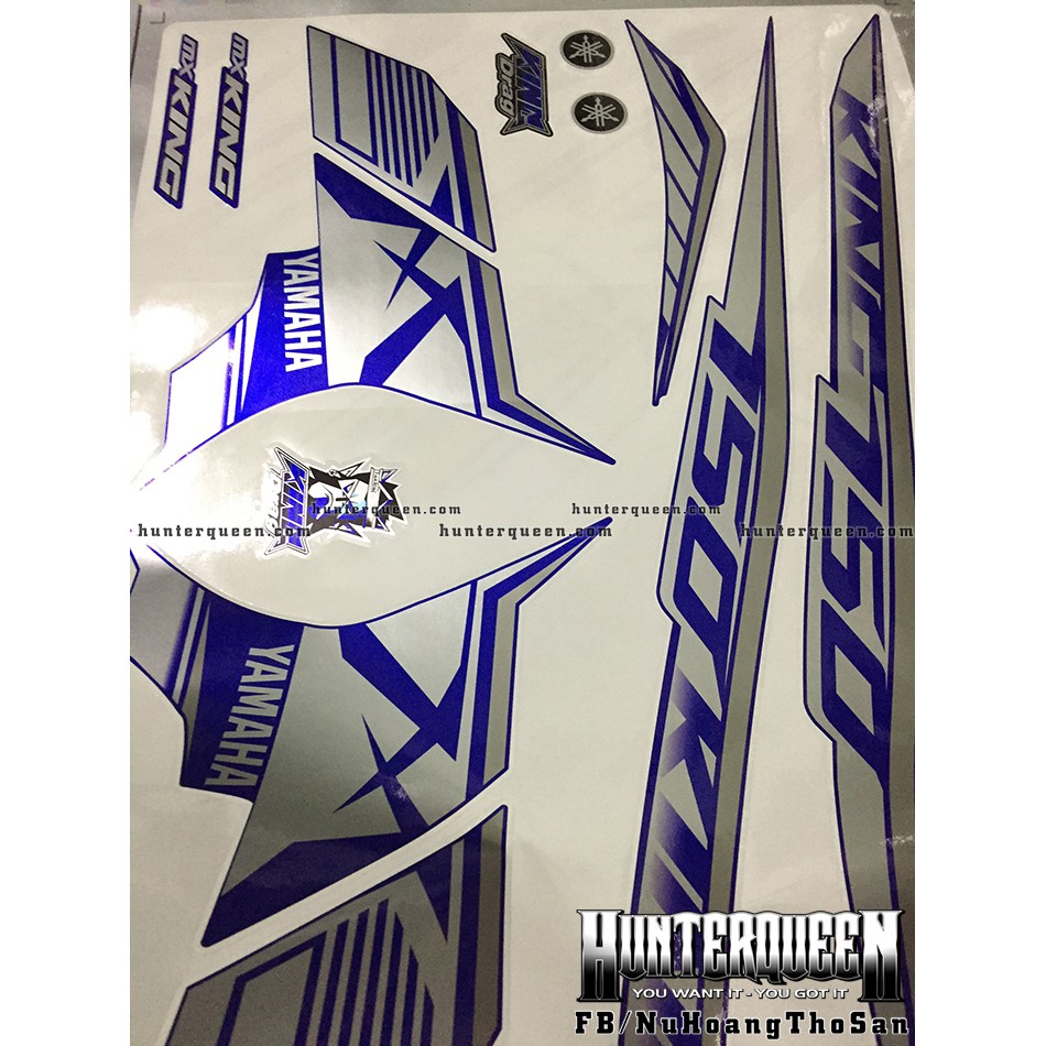 Tem Exciter 150. Tem rời MX King sọc đơn giản, chất liệu CANDY, dán xe xanh GP. Xe màu khác vui lòng inbox